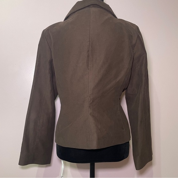 Djerf Avenue- Moleskin Blazer Brown Size Medium Fitted Cropped Cotton Jacket - Picture 11 of 14
